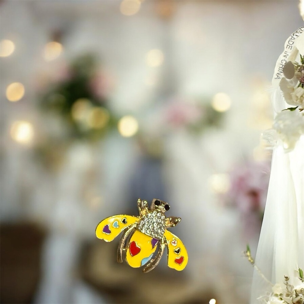 Vintage Gold and Yellow Bee Brooch